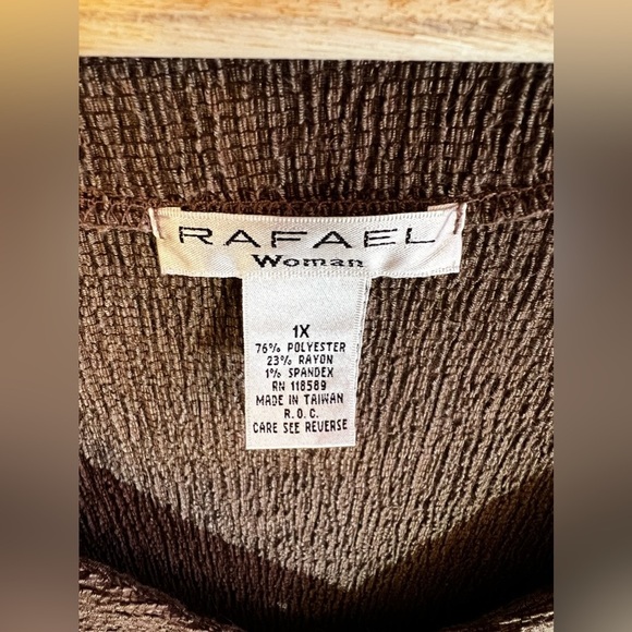 COPY - Rafael Woman Abstract Seersucker  Ribbed open cardigan size 1X brown - Picture 5 of 16